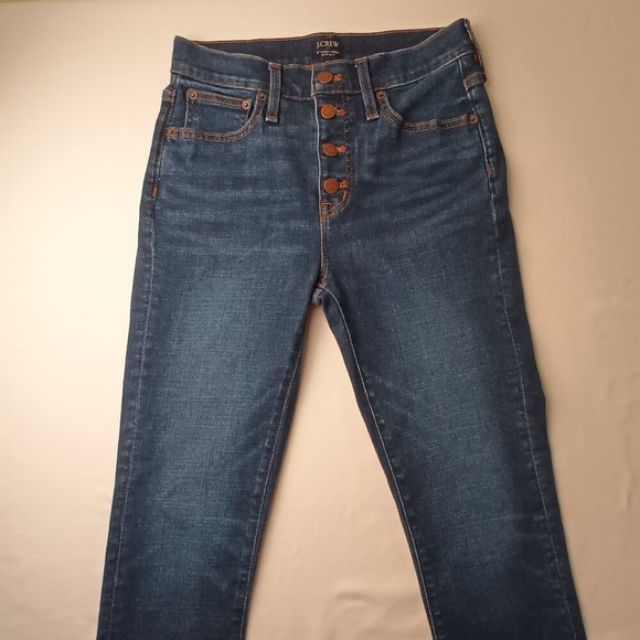 J Crew Denim Jeans Size 26/4 Buttonfly Mid Rise Skinny Leg Medium Dark Wash - Picture 2 of 10
